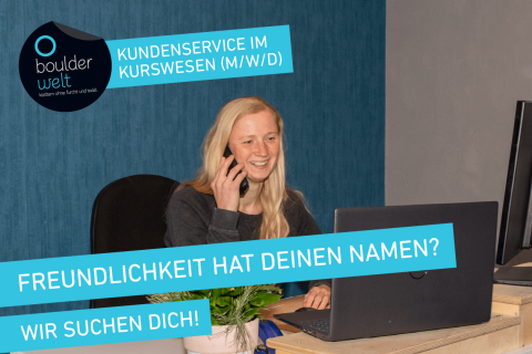Die Boulderwelt Frankfurt sucht Unterstützung im Kundenservice Kursbüro